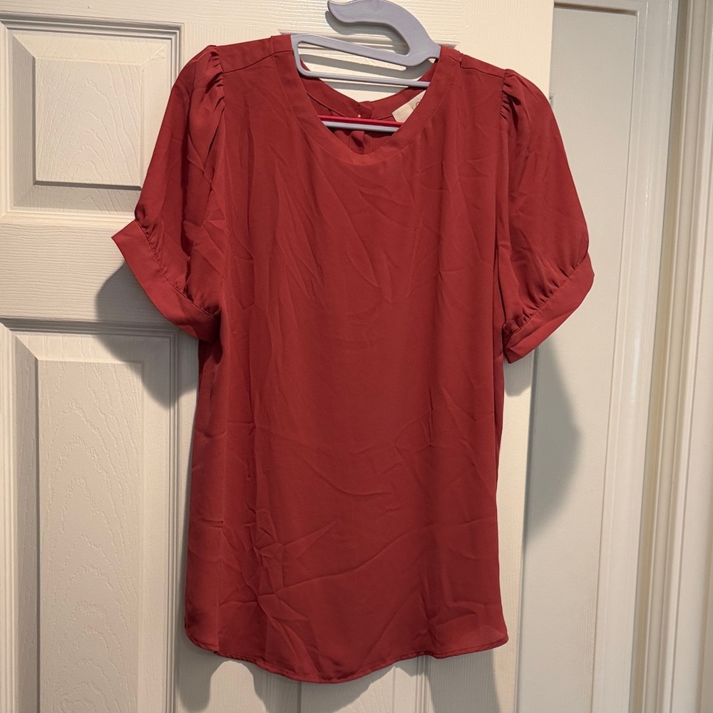 LOFT Rust Short Sleeve Blouse